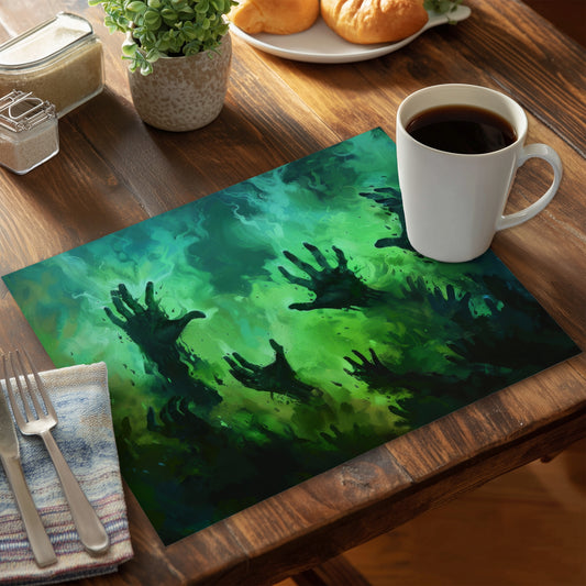 Hands of Despair - Turquoise Polyester Placemat for Home Decor