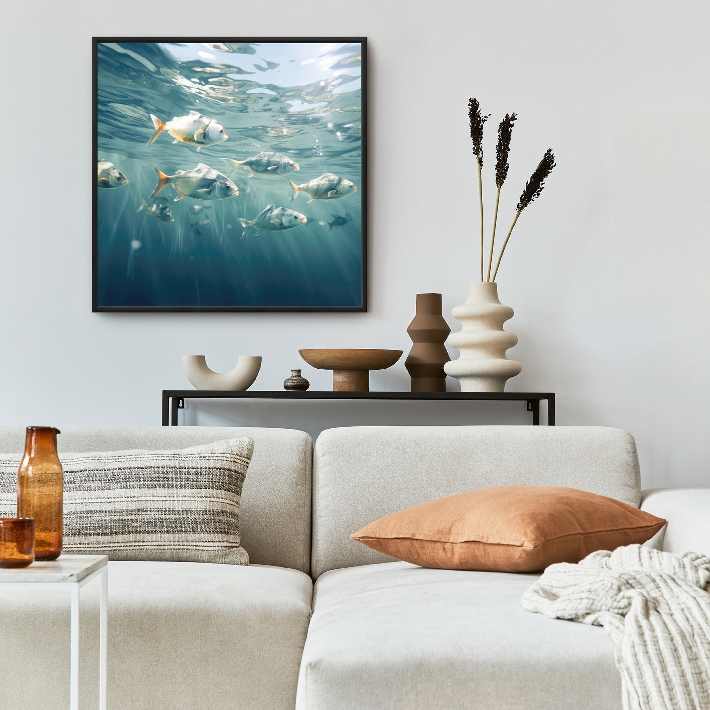 Swimming peacefully - 36"x36" Framed canvas