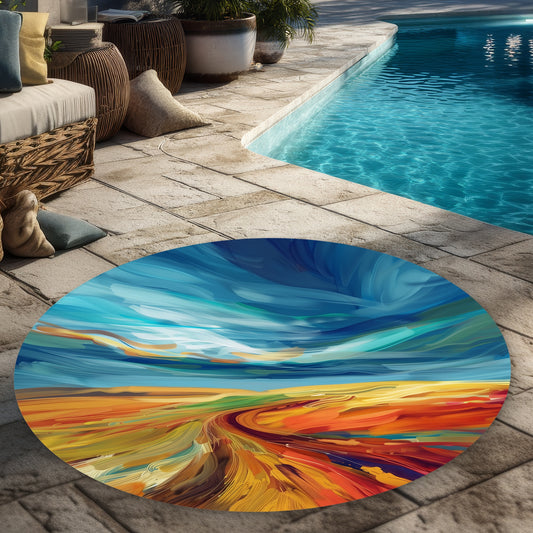 Land flow Round Outdoor Area Rug for Stylish Home Decor