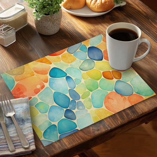 Blobs Orange Polyester Placemat for Home Decor | Stylish Dining