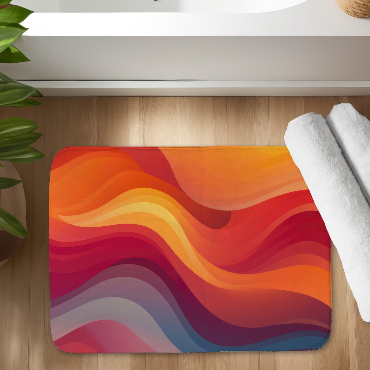 Sunlit Fog Orange Bath Mat - Stylish Home Decor Accent