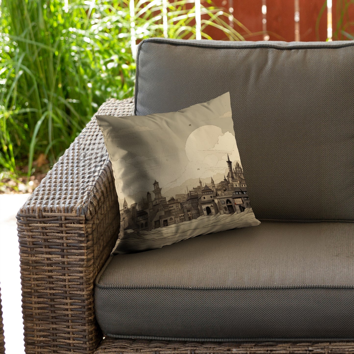 Desert Town Gray Poly Twill Throw Pillow Insert for Home Decor