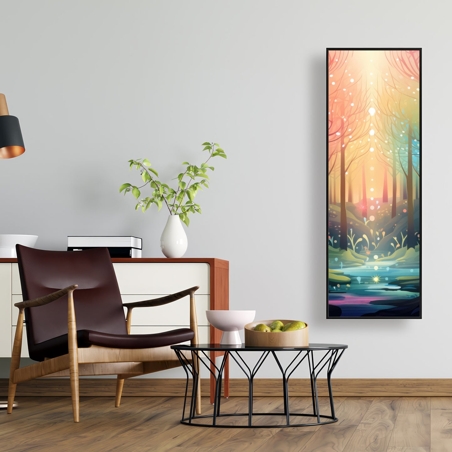 Magical forest - Turquoise Framed Canvas for Home Decor