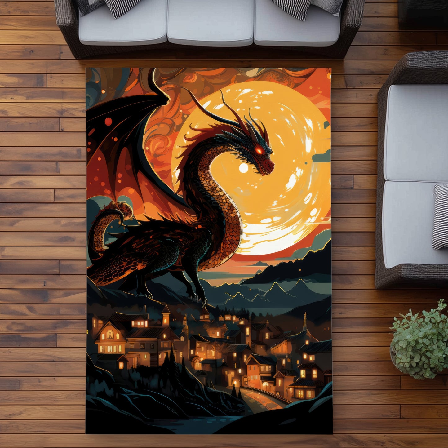 Imminent Destruction Orange Outdoor Area Rug for Home Decor