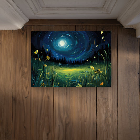 Between grass blades Blue Indoor Outdoor Door Mat | Home Decor