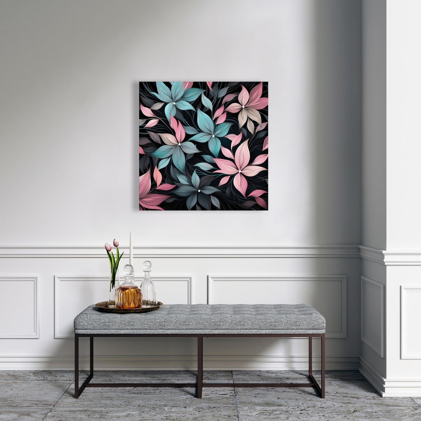 Desaturated flowers - 32"x32" Canvas