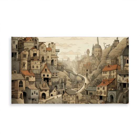 Intricate Town Hall Orange Tablecloth | Indoor Outdoor Decor