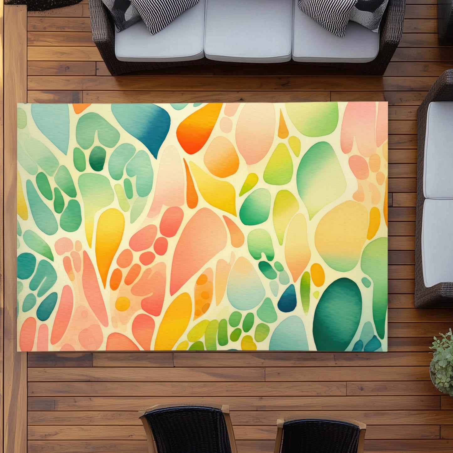 Organic Fruits Turquoise Outdoor Area Rug | Home Decor Essentials