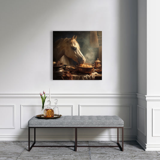 Horse on soup - 24"x24" Canvas