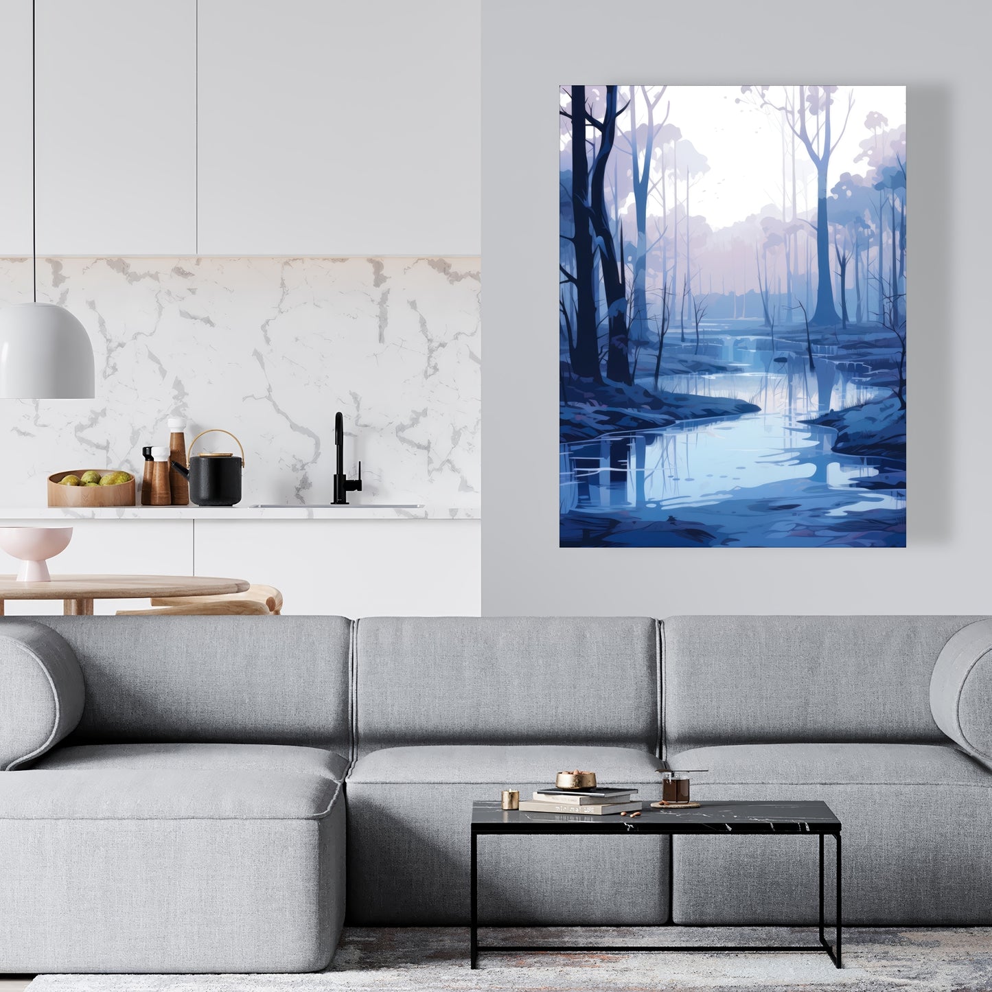 Cold and Muddy | White Canvas Home Decor for Modern Spaces