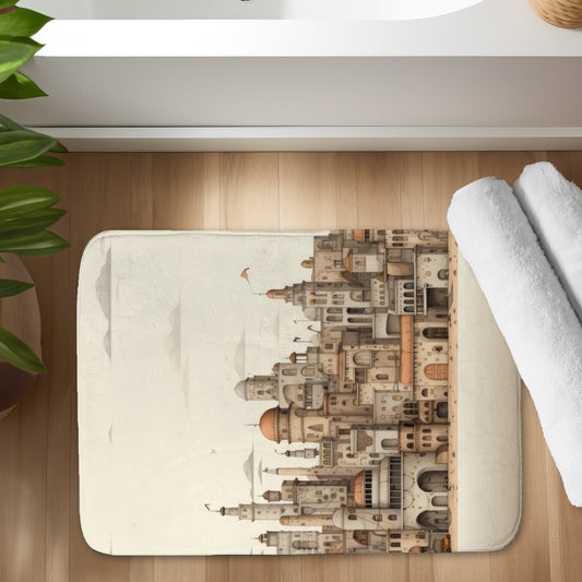 The Old Town Brown Bath Mat | Elegant Home Decor Accent