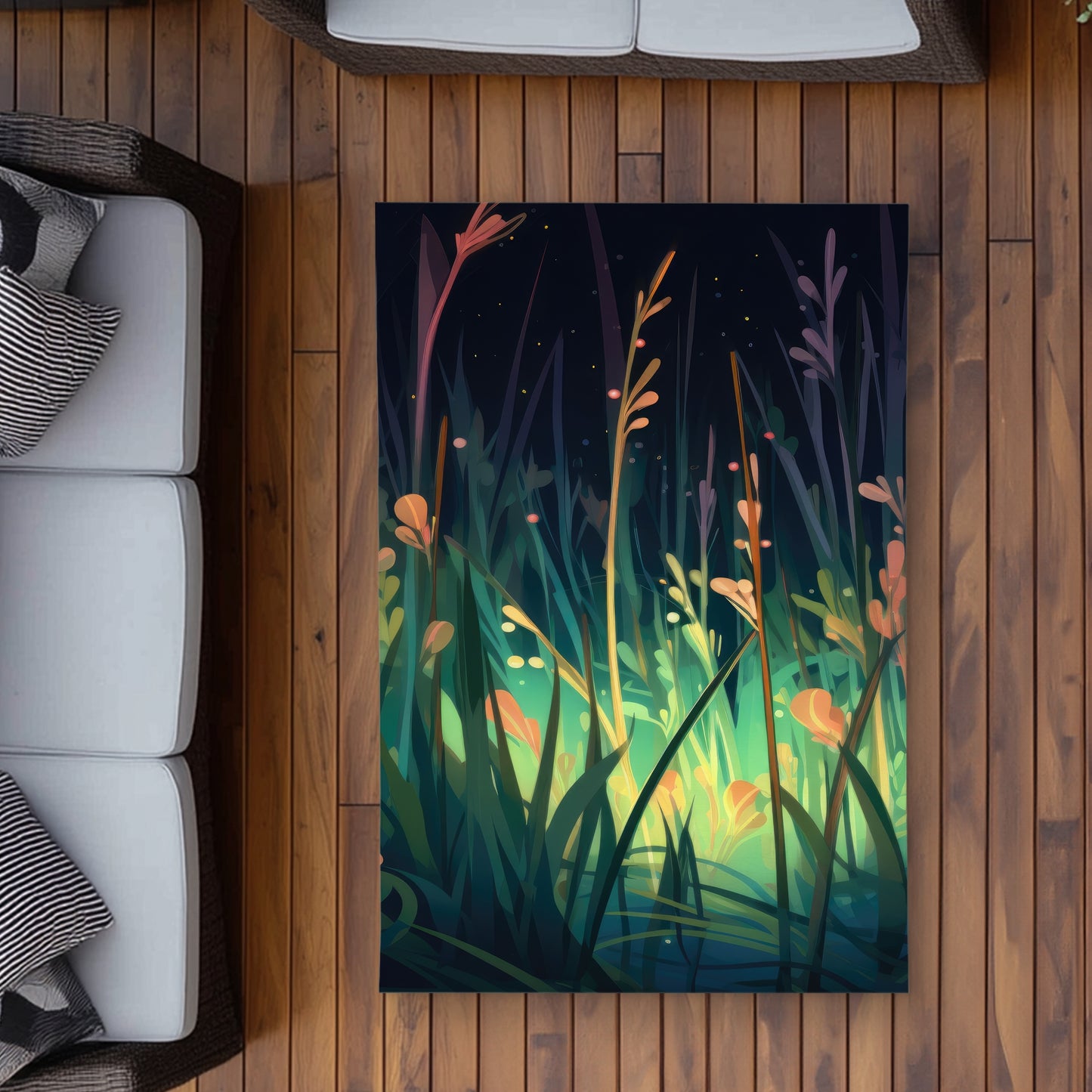 Between Twigs Turquoise Outdoor Area Rug for Home Decor