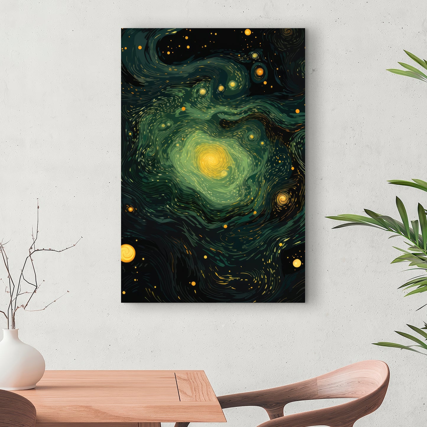 Illuminated in Space - Black Canvas Home Decor Art Print