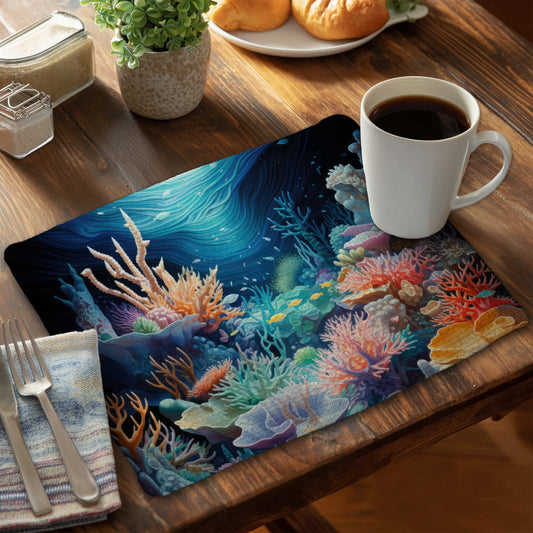 The Reef - Red Braided Polyester Placemat for Home Decor