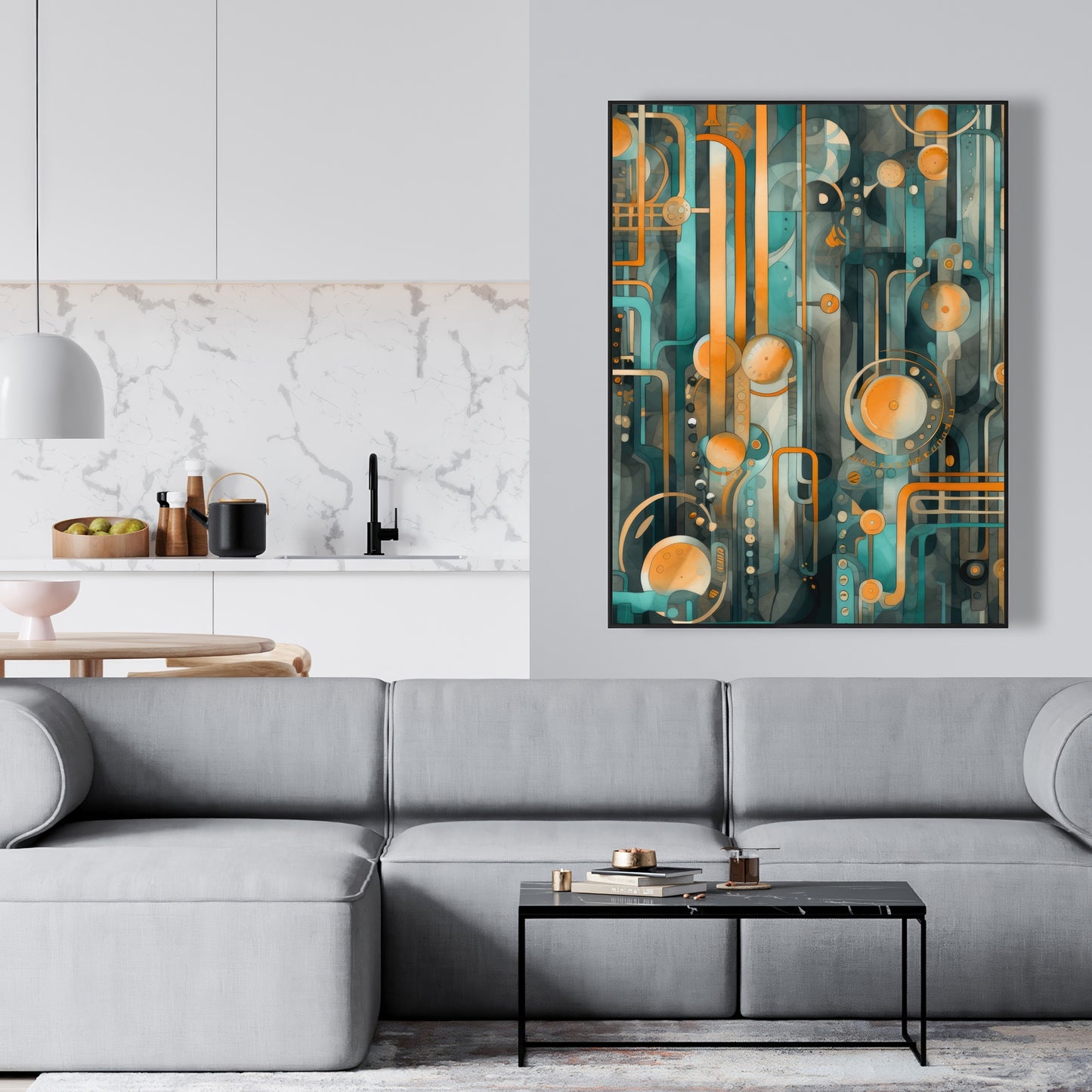 Astrological machinery - Framed Canvas - Print on demand