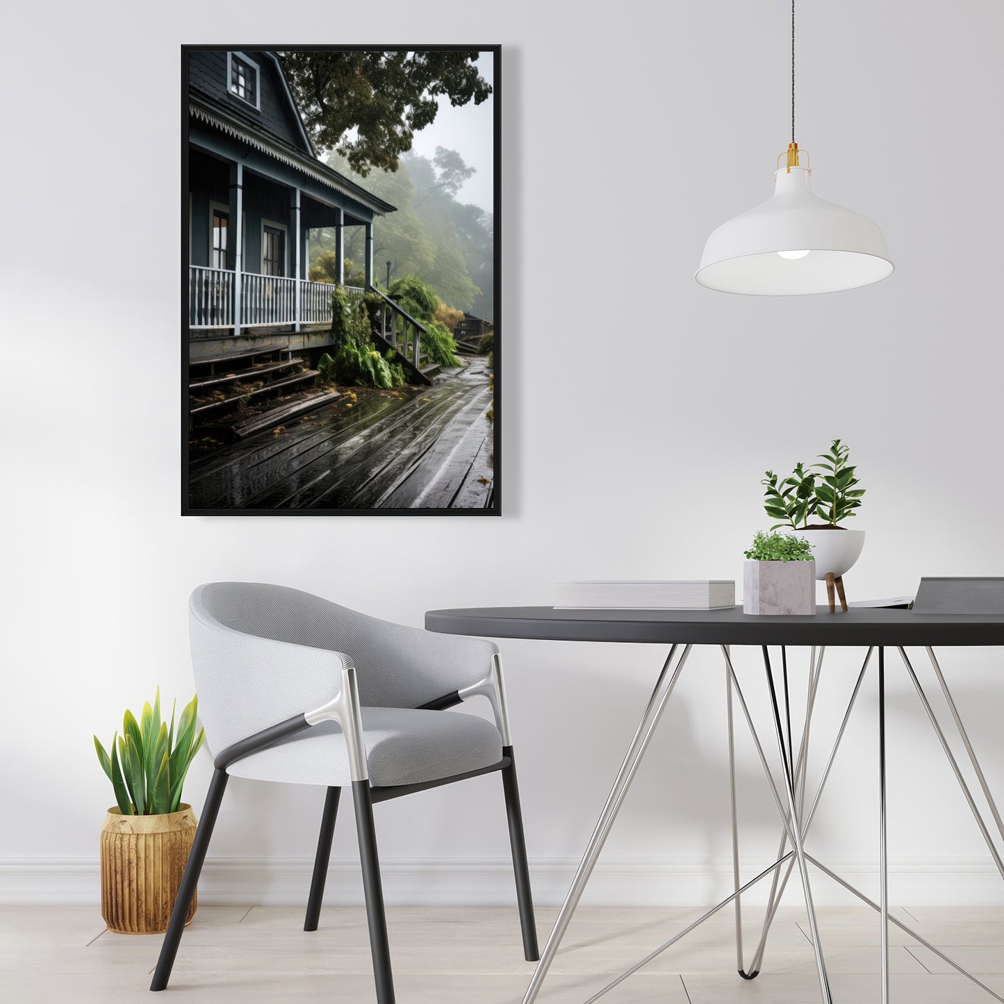 Rainy porch - 36"x36" Framed canvas