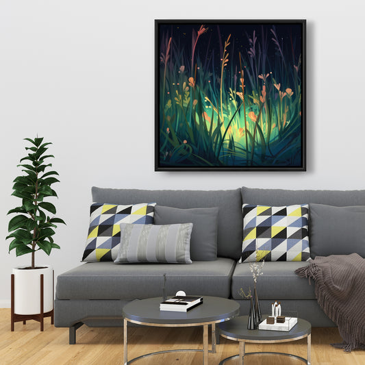 Between Twigs - Turquoise Framed Canvas for Home Decor
