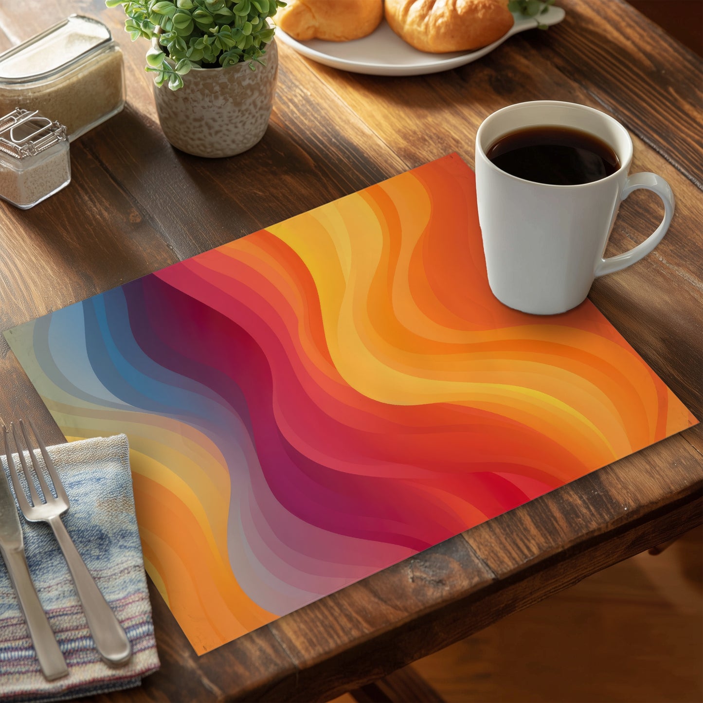 Cloudy Sky Red Polyester Placemat for Home Decor | Stylish Tableware