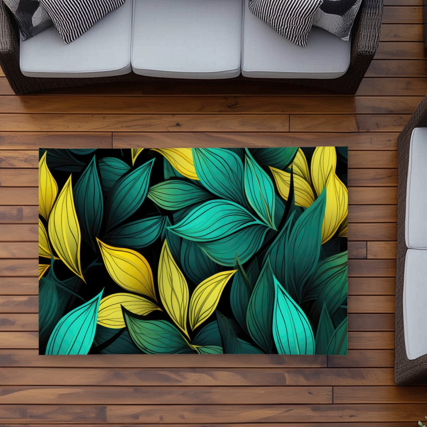 Potent Aroma Turquoise Outdoor Area Rug for Home Decor