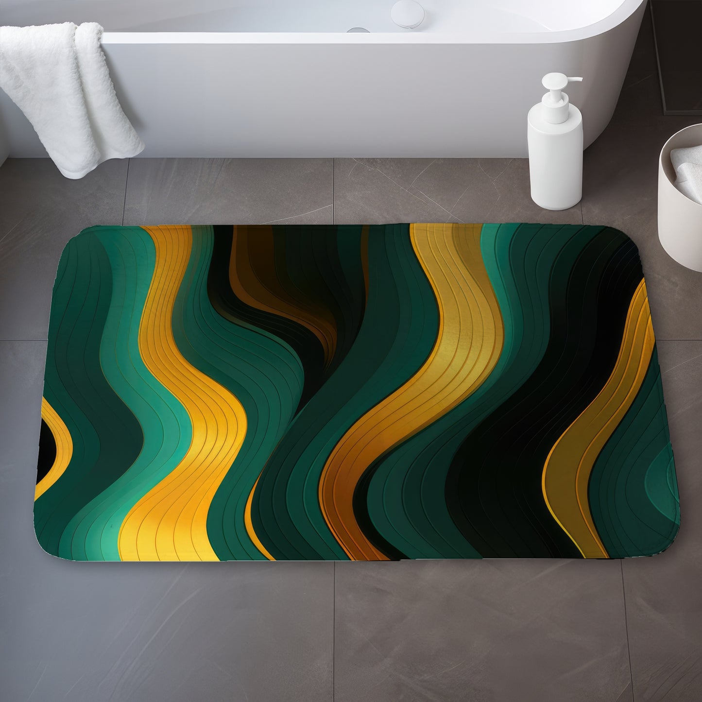 Golden Harmony - Yellow Bath Mat for Home Decor | Cozy Style