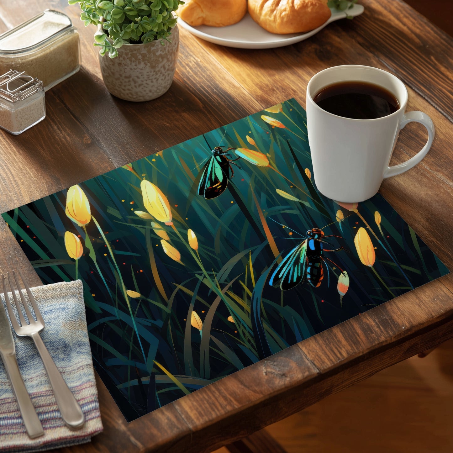 Appealing Turquoise Polyester Placemat | Home Decor Essentials