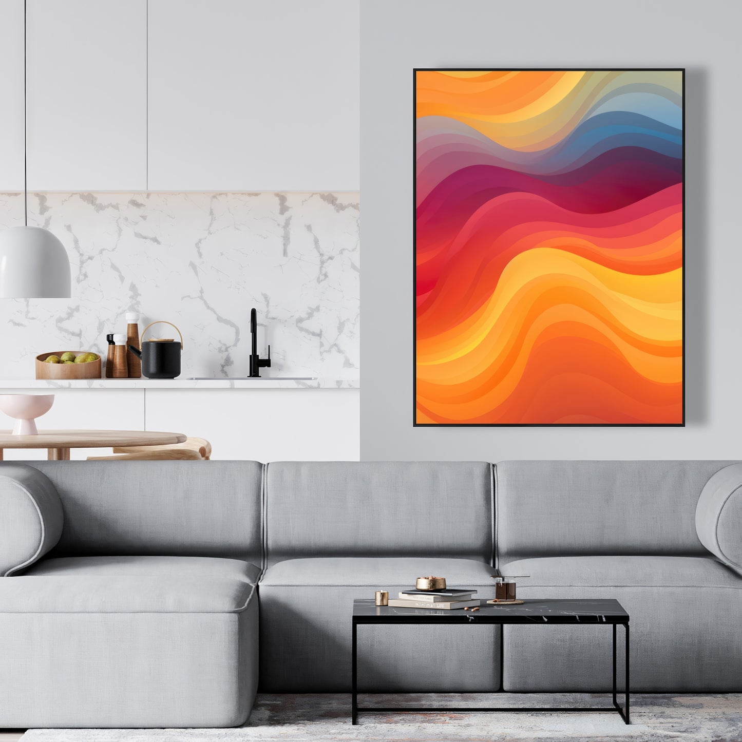 Cloudy Sky - Blue Framed Canvas for Home Decor | Wall Art