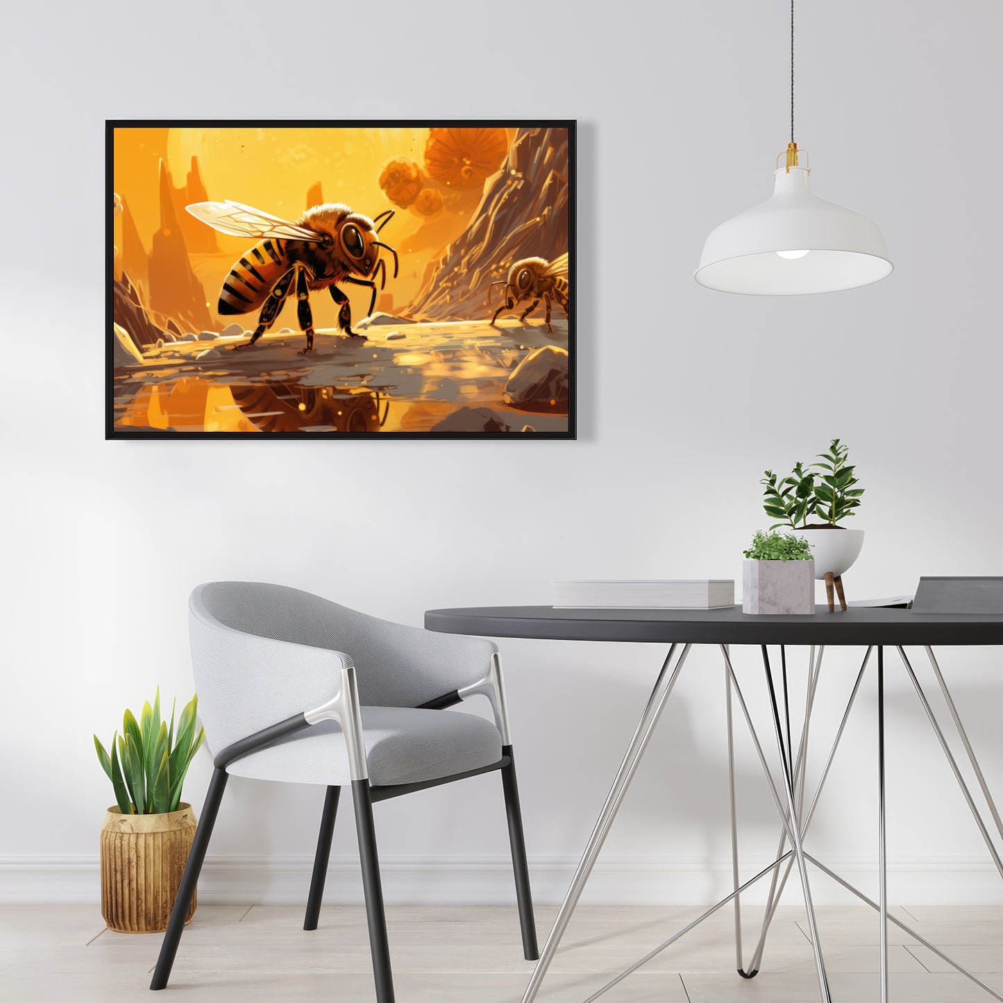 Bee world - 36"x36" Framed canvas