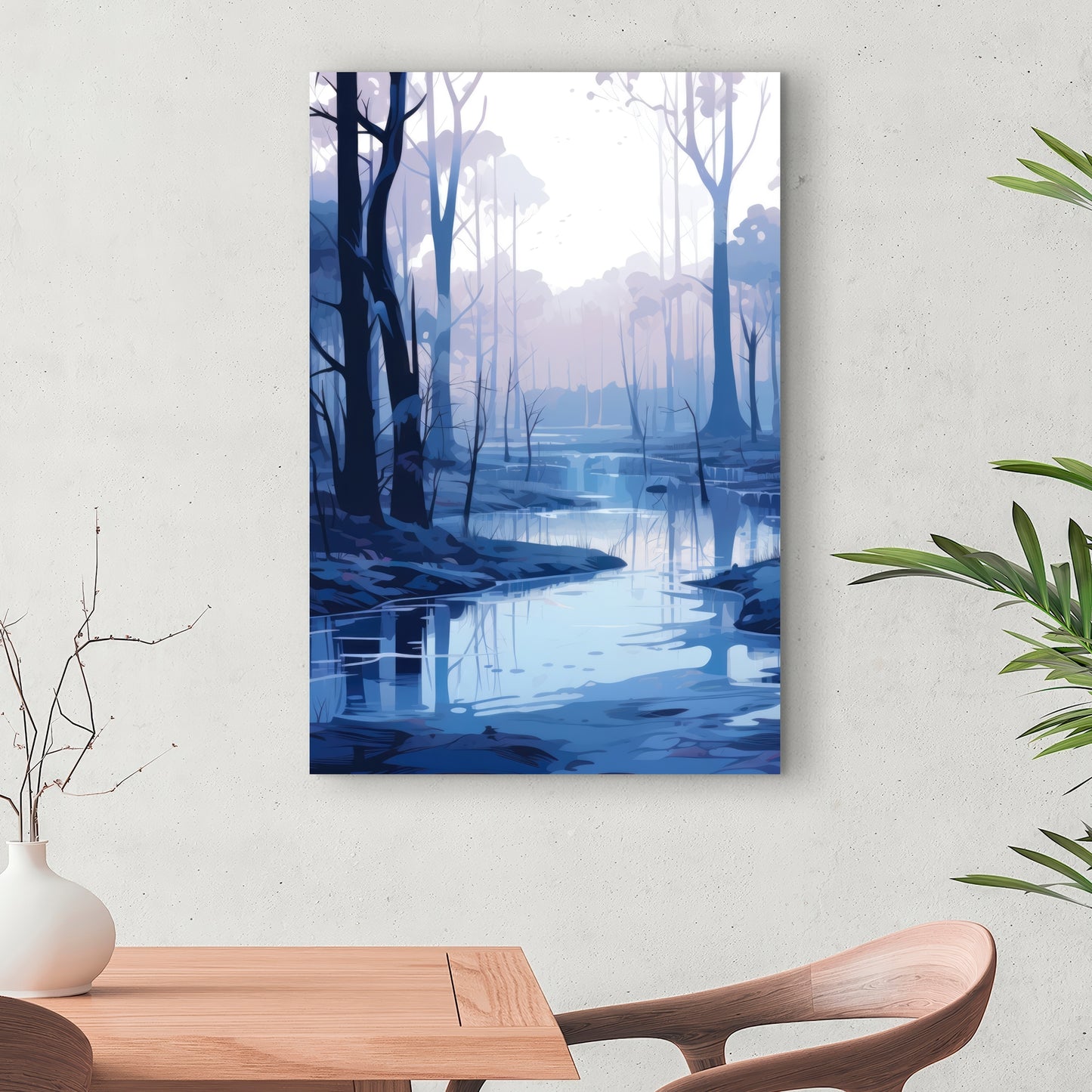 Cold and Muddy | White Canvas Home Decor for Modern Spaces