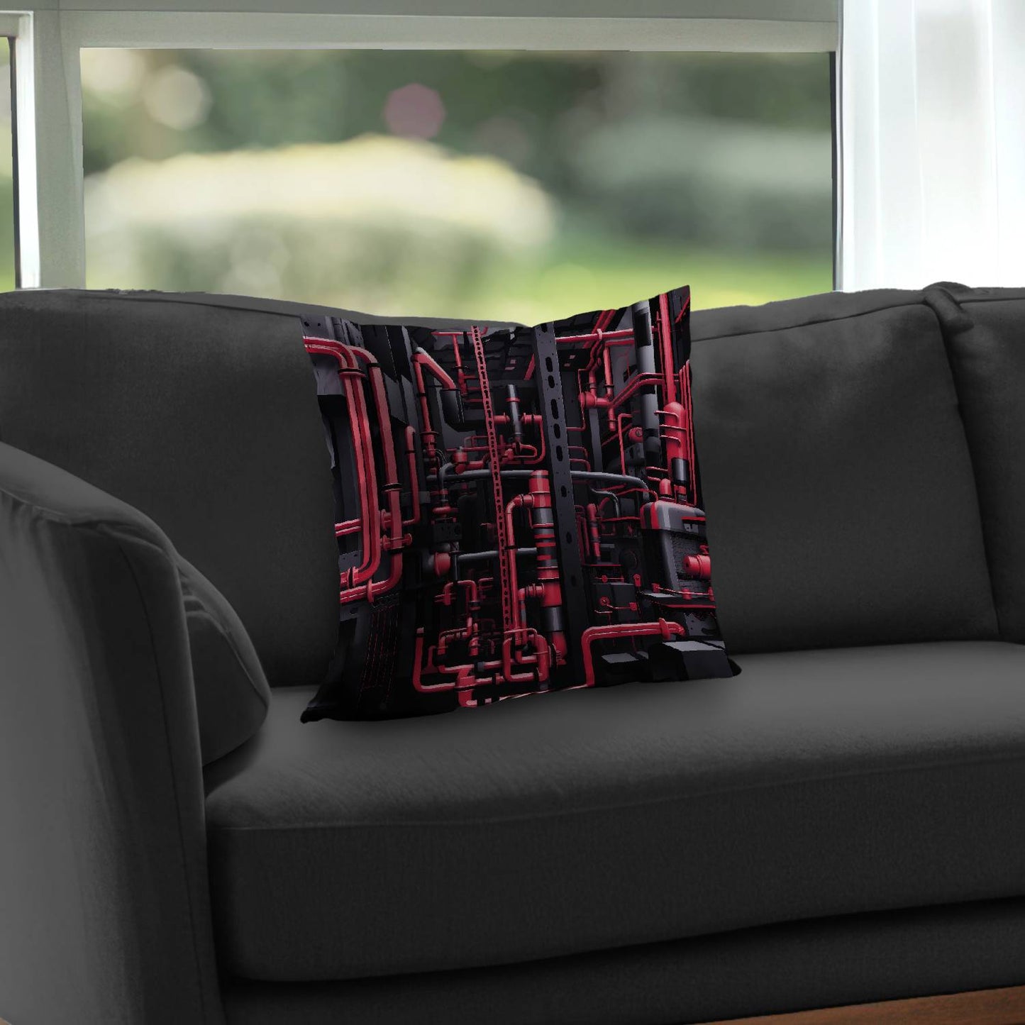 Machinery Black Poly Twill Throw Pillow Insert for Home Decor