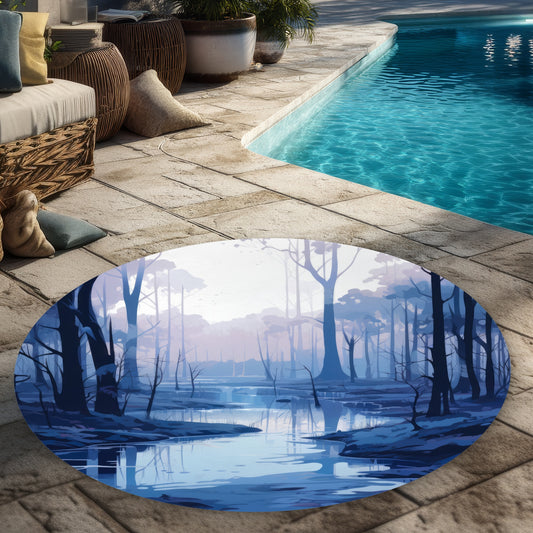 Cold and muddy - Purple round outdoor area rug for decor