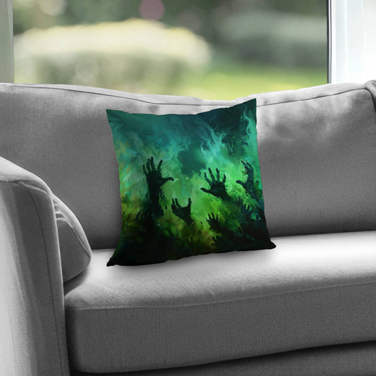 Hands of Despair Turquoise Poly Twill Throw Pillow Insert | Home Decor