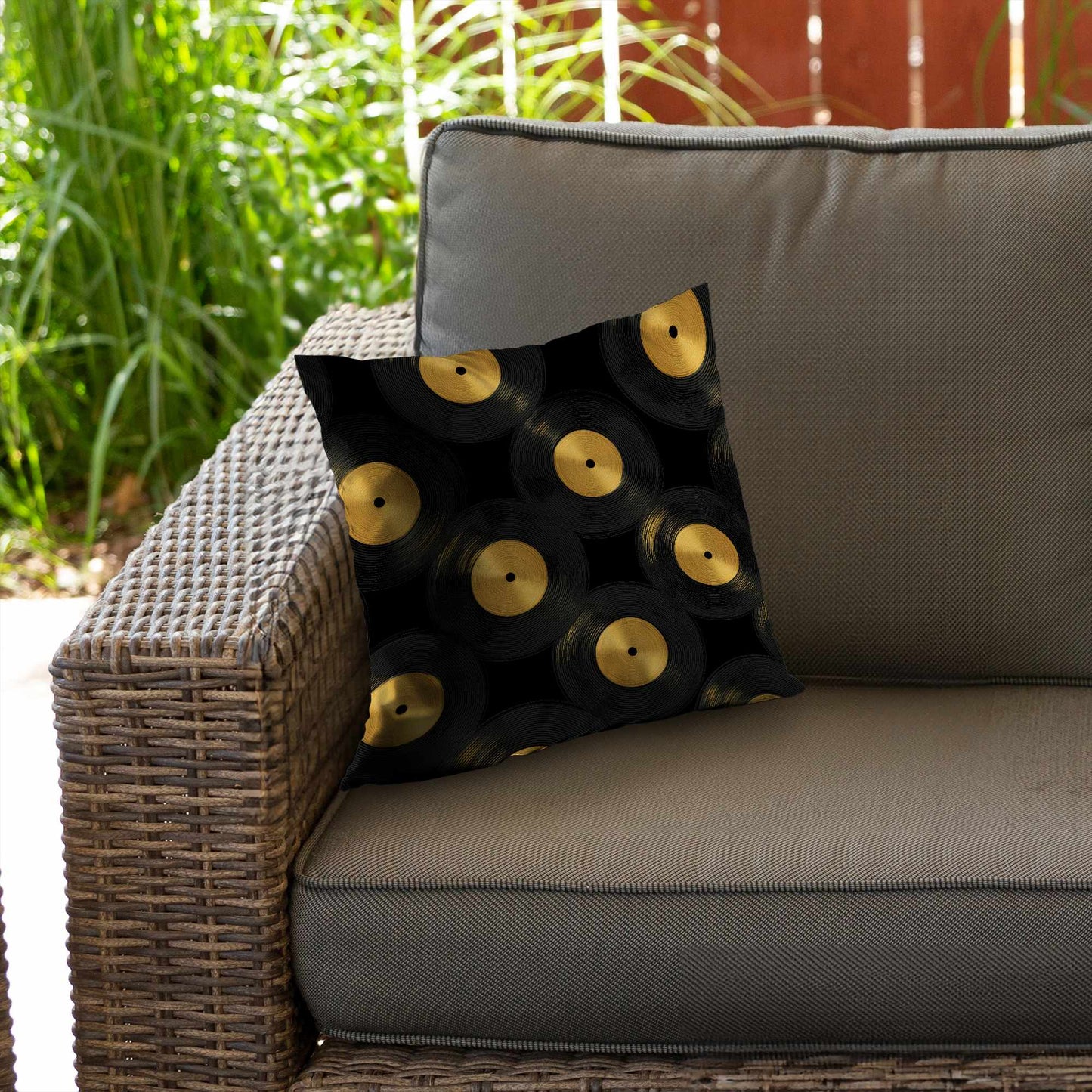 Golden Groove Circles Poly Twill Throw Pillow | Home Decor