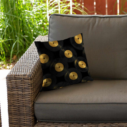 Golden Groove Circles Poly Twill Throw Pillow | Home Decor