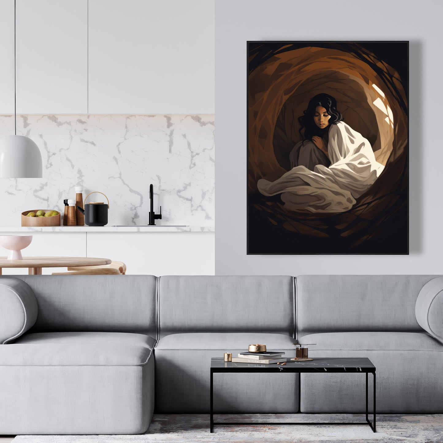 Warm embrace - Framed Canvas - Print on demand