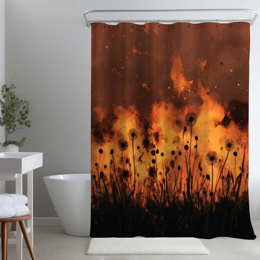 Ablaze Black Shower Curtain - Stylish Home Decor Accent