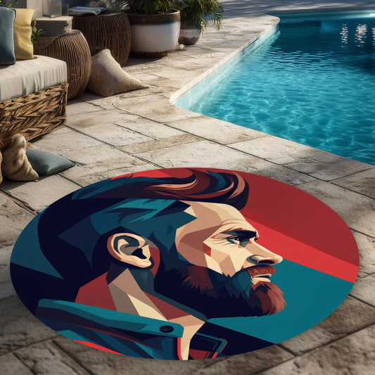 Courageous Blue 5' Round Outdoor Area Rug for Home Decor