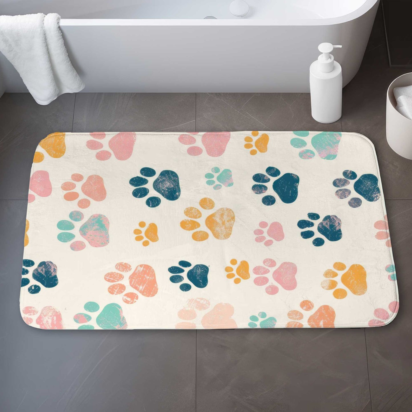 Cute Paws Pink Bath Mat - Stylish Home Decor Accessory