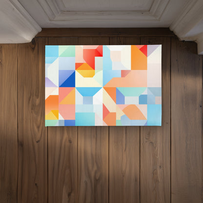 Geometric Cadence Blue Indoor Outdoor Door Mat | Home Decor