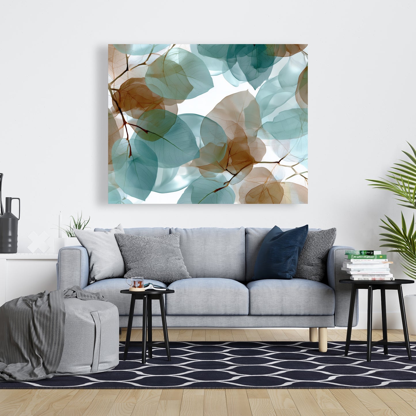 Translucent Leaves - Turquoise Canvas for Home Decor