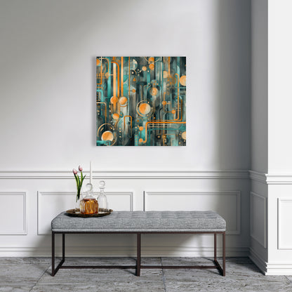 Astrological Machinery - Gold Canvas Home Decor for Elegance