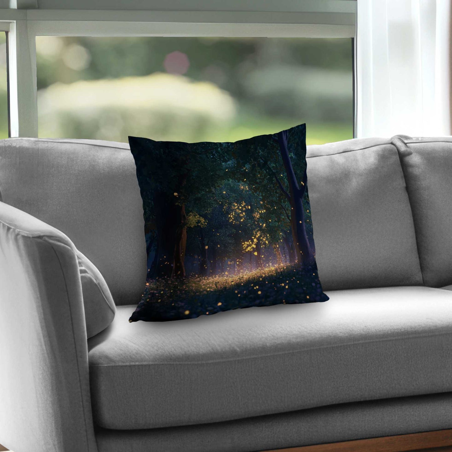 Glowing Leaves Poly Twill Throw Pillow | Home Decor Accent