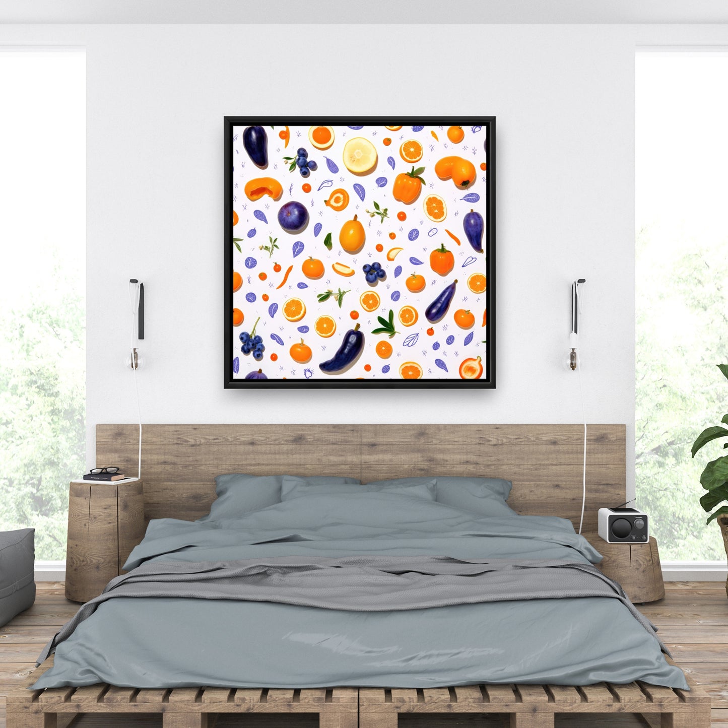 Orange and purple - 36"x36" Framed canvas