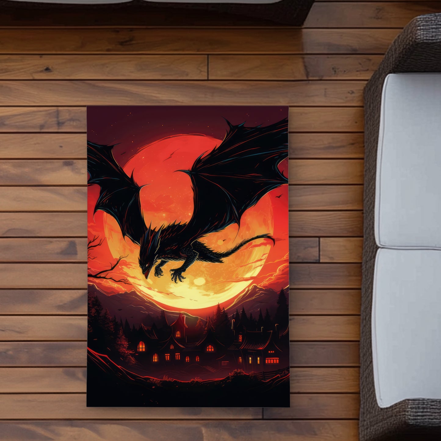 The dragon's wrath - Orange outdoor area rug for home decor