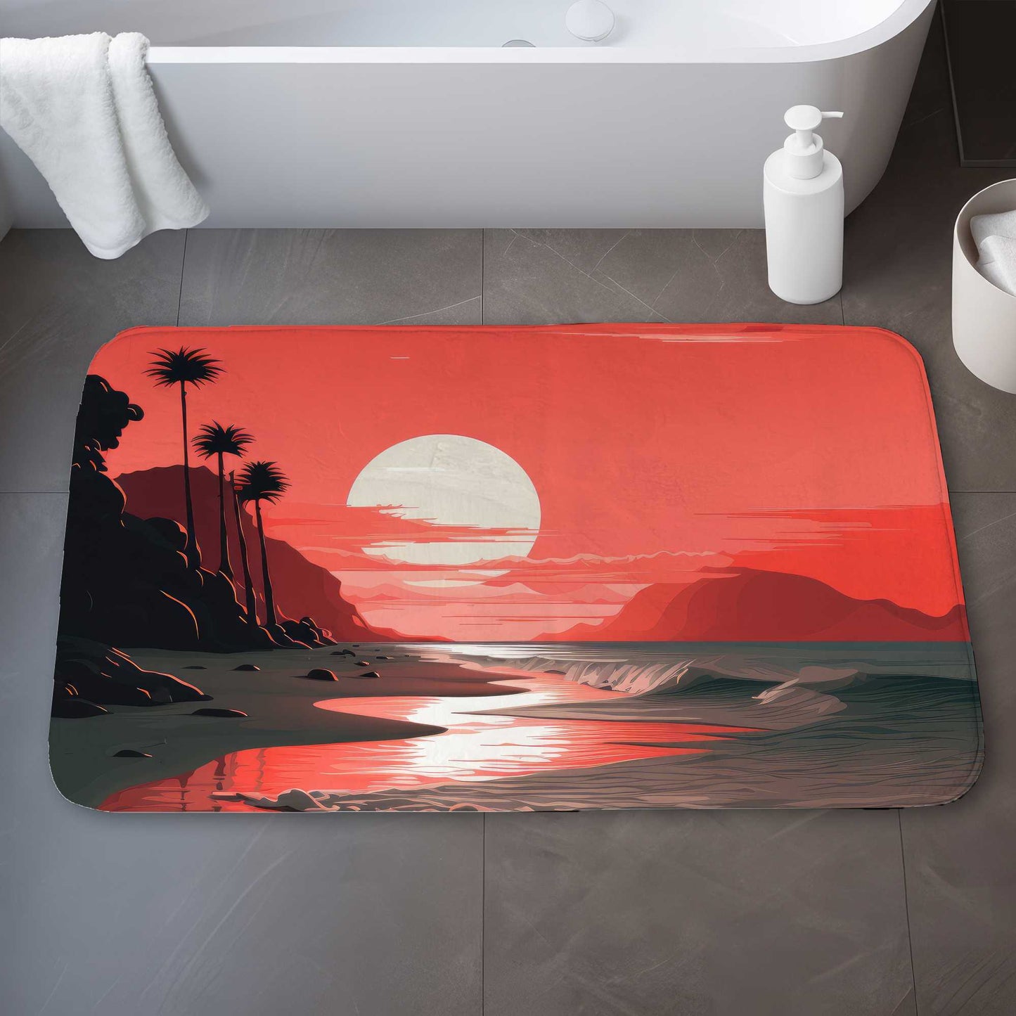 Blood Sun Bath Mat | Stylish Home Decor Rug, Soft & Durable