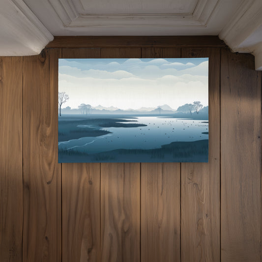 Minimalist Swamp Black Indoor Outdoor Door Mat | Home Decor
