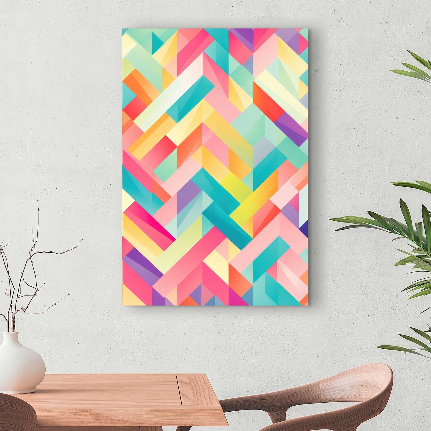 Stripe Harmony - Turquoise Canvas Wall Art for Home Decor