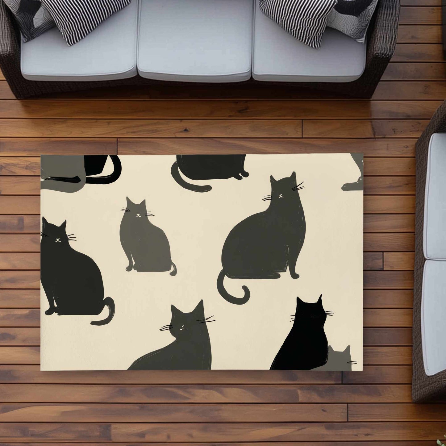 Tapis d'extérieur à motif de chats silencieux | Décoration d'intérieur