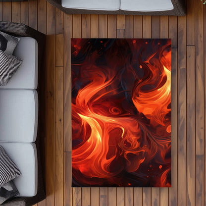 Fires of Heck - Black Outdoor Area Rug for Home Decor