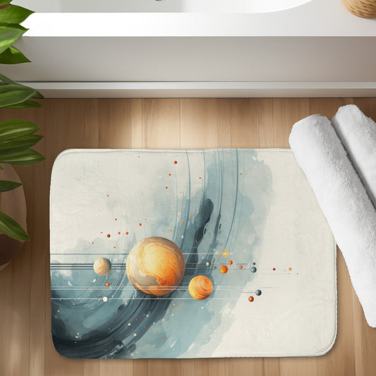 Hanging Planets White Bath Mat | Stylish Home Decor Essential