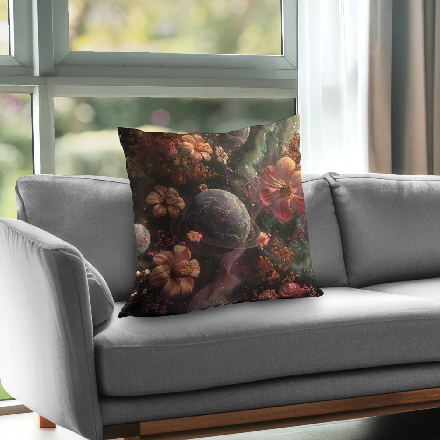 Flower space - Throw pillow - Print on demand